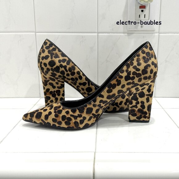 Nine West Blare Pony Hair Cheetah Print Block Heel 8.5M - EUC - Picture 6 of 14